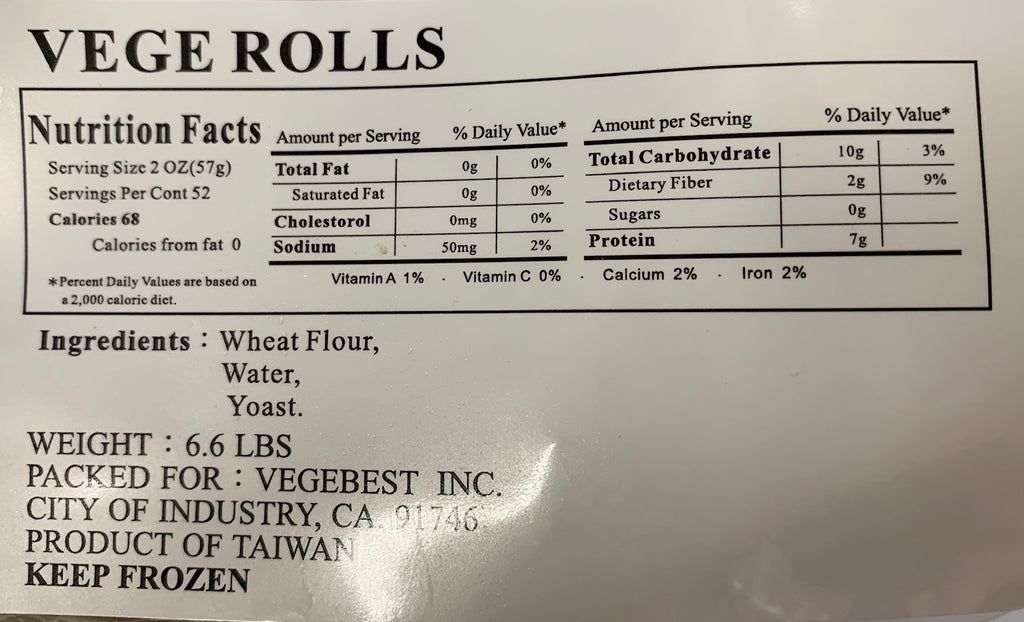 Frozen Vege Roll (Mì Căn) 6.6lb/ 1131103 – Vege Wholesale